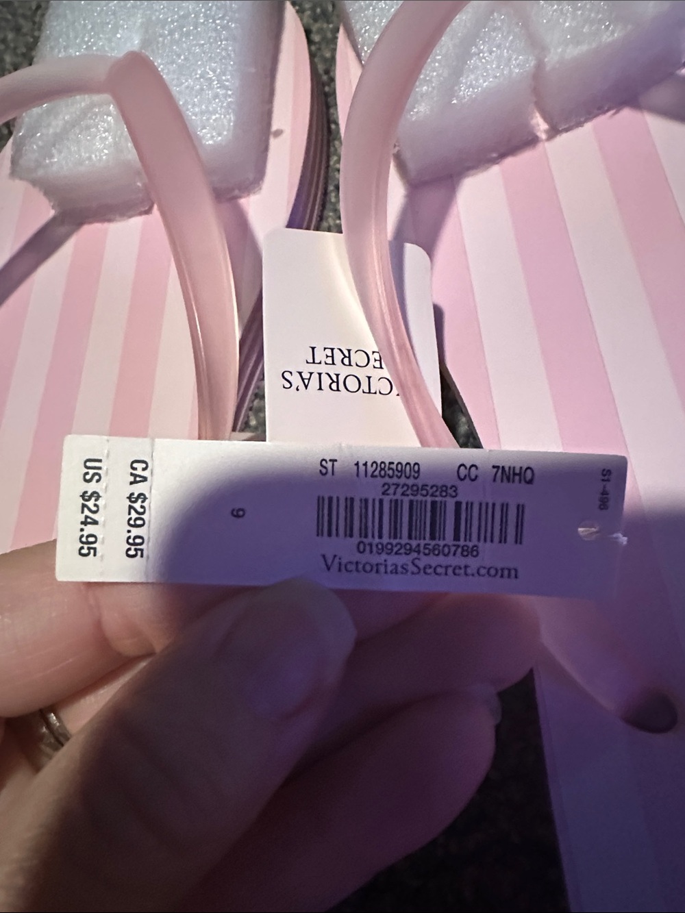 Victoria’s Secret Iconic Pink Striped Flip Flops Size 9 NEW WITH TAGS - Picture 6 of 6